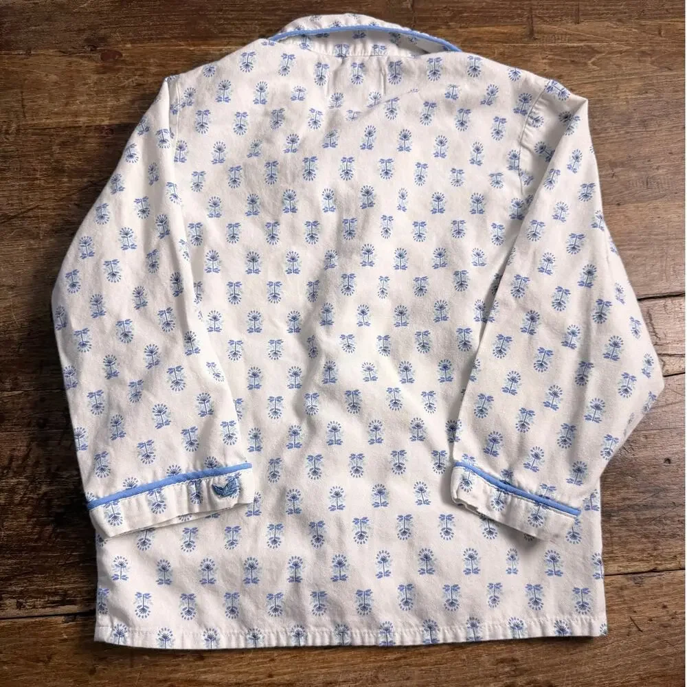 Petit Plume Blue and white Long sleeve pajama set size 4